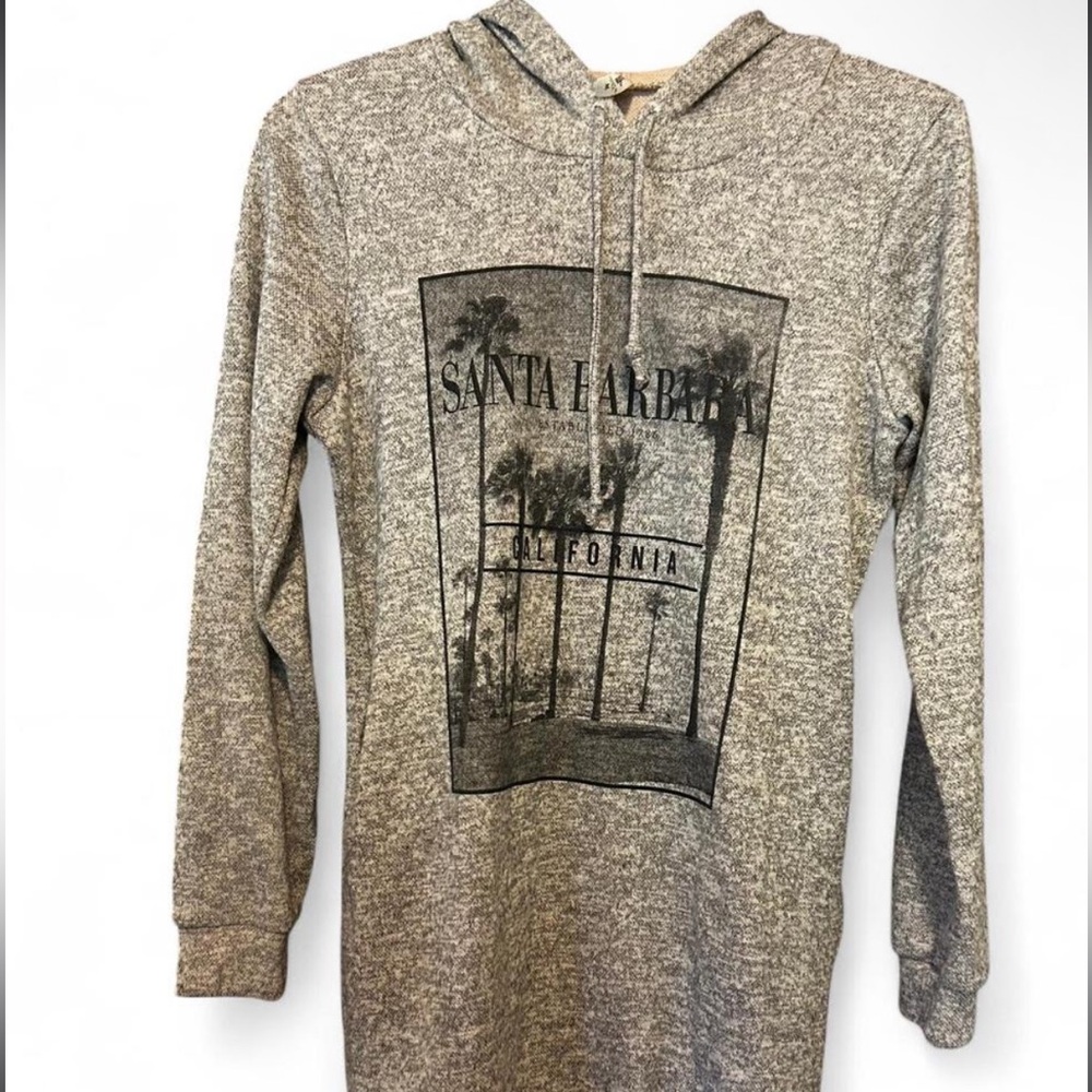 Santa Barbara California Cozy Gray Hoodie Dress